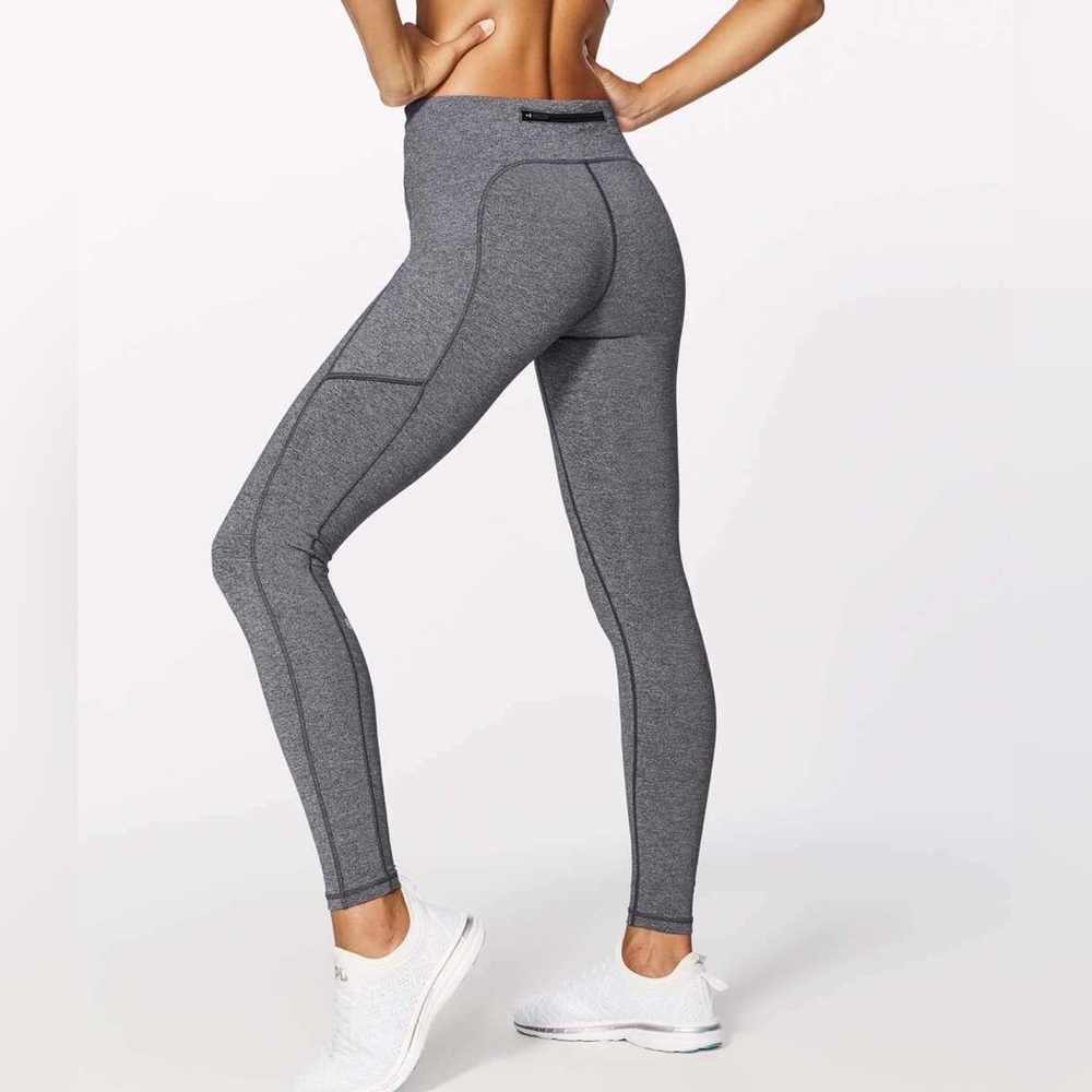 Lululemon Speed up Tights Full Length Leggings. Heathered Black 28”. Pockets